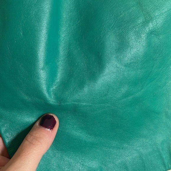 Retro 80s Leather Skirt Teal Mini 6 90s Max Edgy Glam Rock VTG Yucatán Bay - Picture 7 of 15